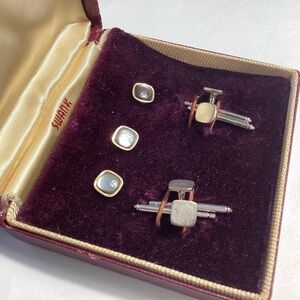 Swank Vtg 1950s Tuxedo Set Of Waistcoat & Shirt Studs